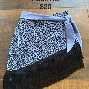 Leopard Print Skirt with Fringe